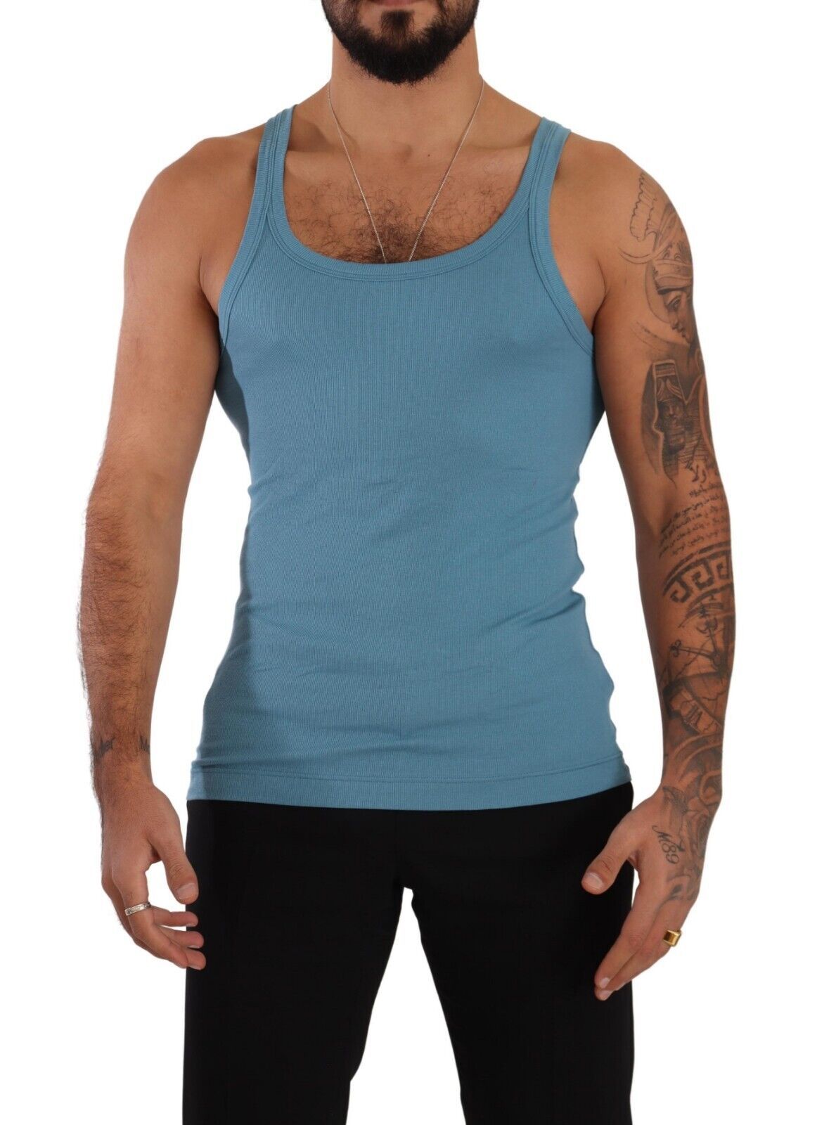 Blau Baumwolle Rundhals-T-Shirt Tank Unterwäsche