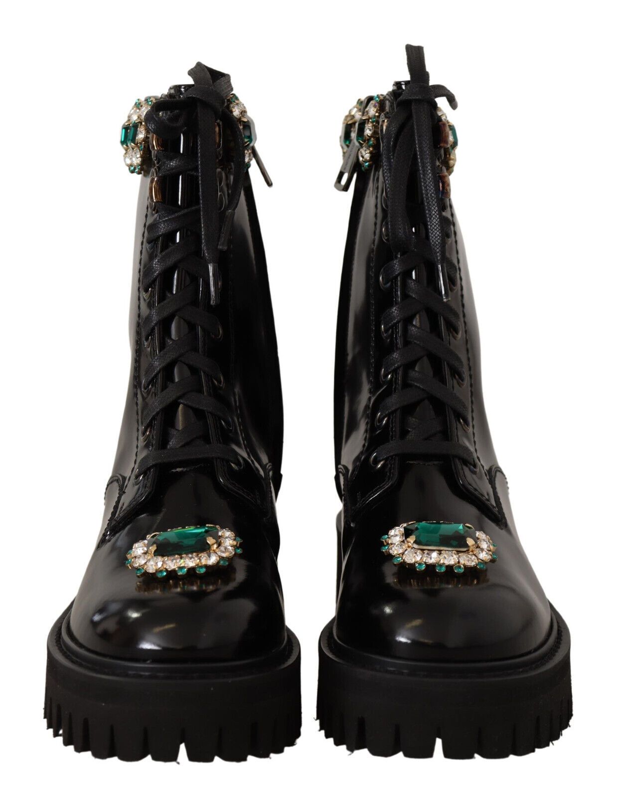 Schwarz Leder Crystal Combat Stiefel Schuhe