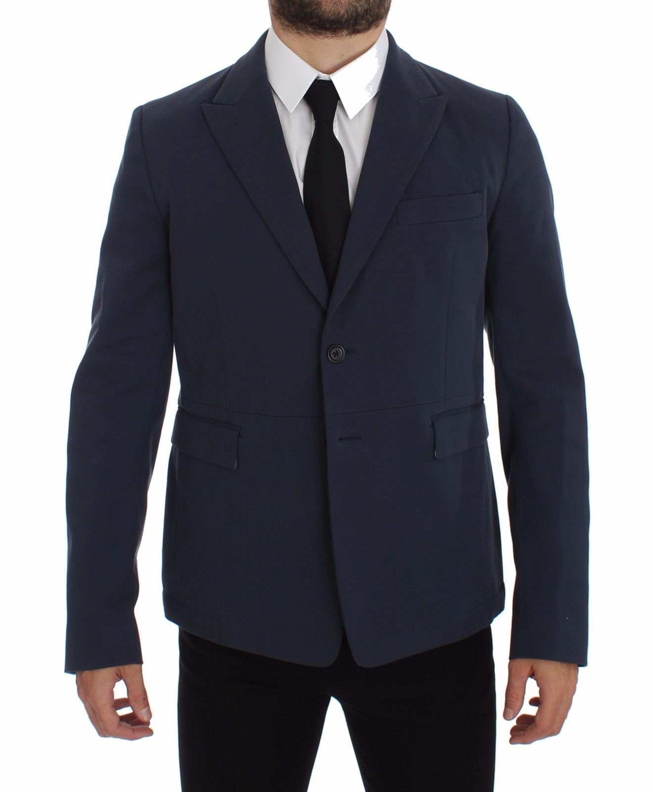 Blauer Baumwoll-Stretch-Blazer