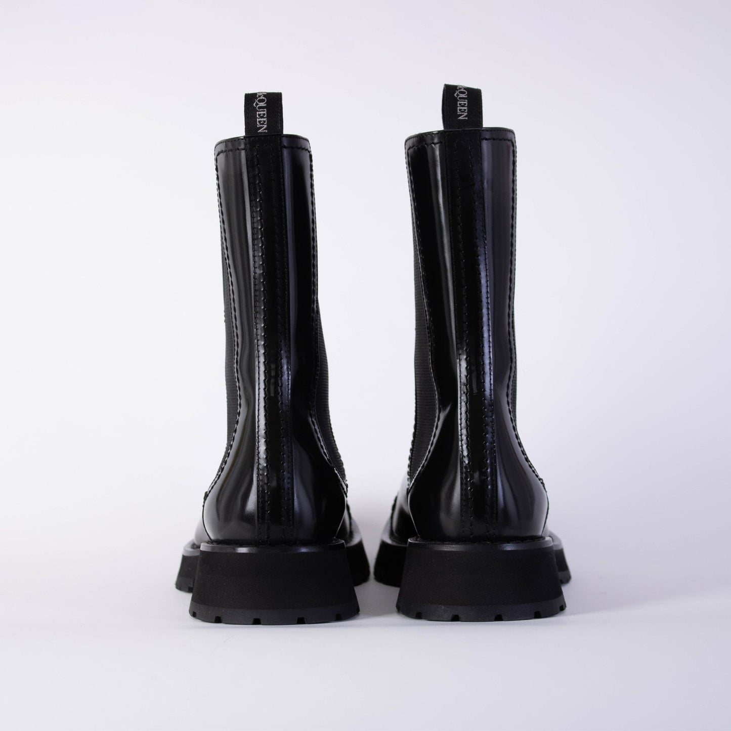 Schwarze Lederstiefeletten