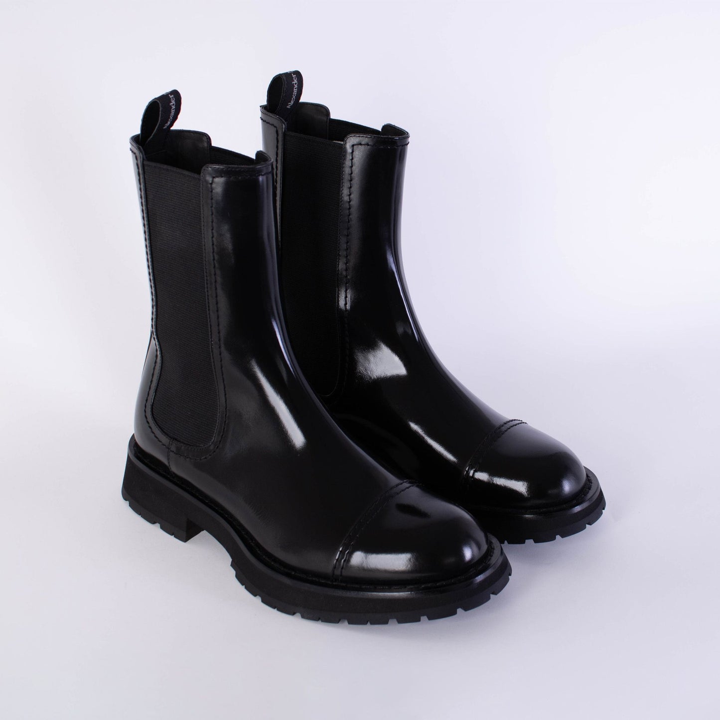 Schwarze Lederstiefeletten