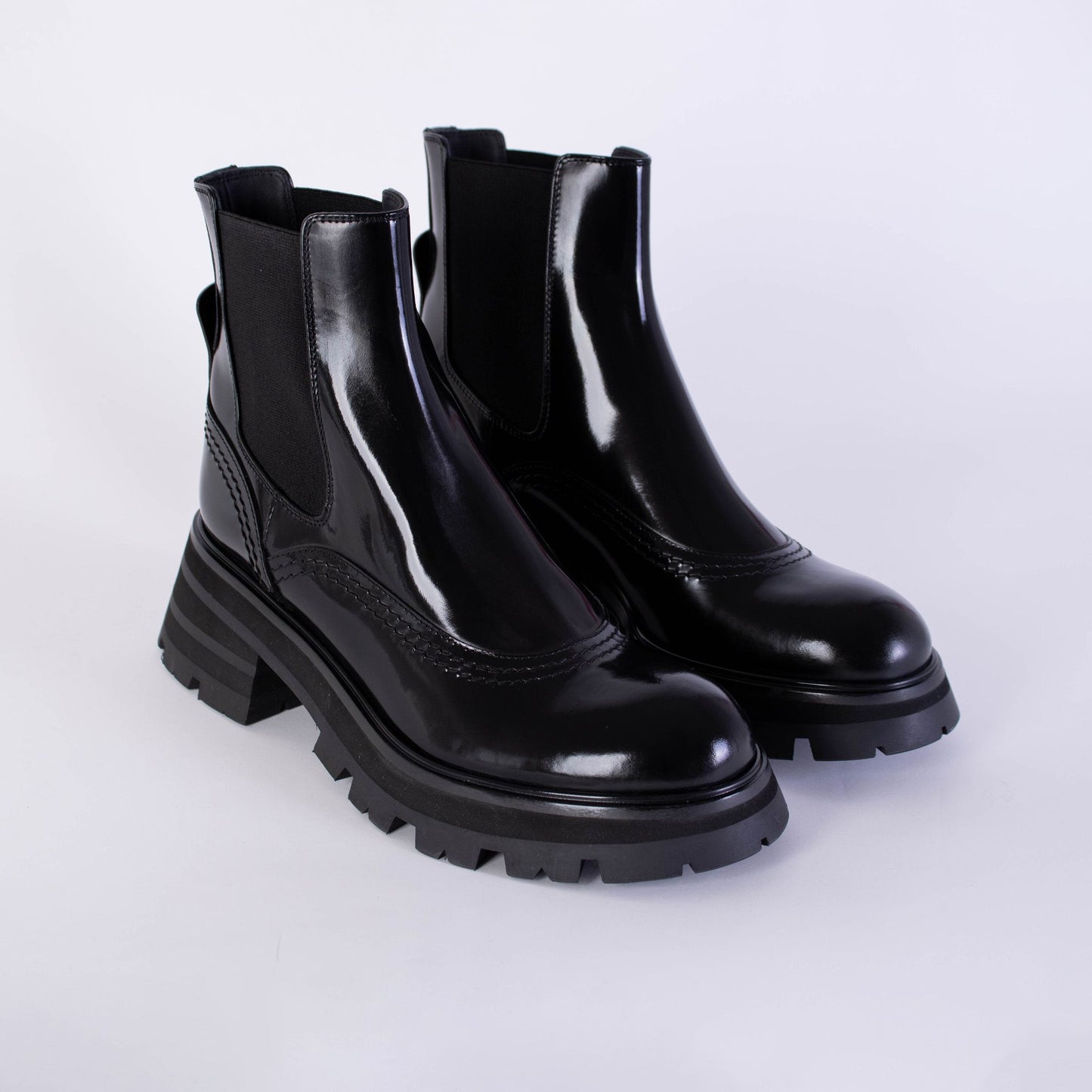 Schwarze Chelsea-Stiefel aus Leder