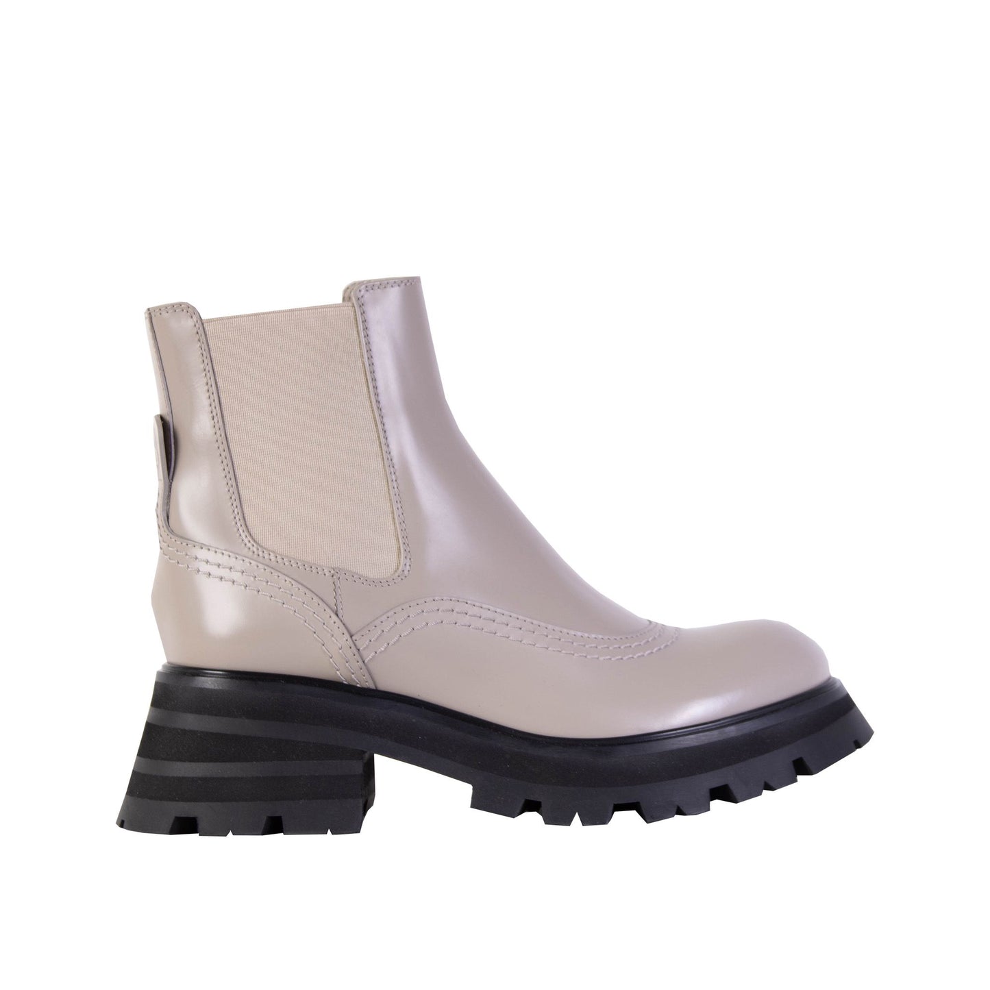 Graue Chelsea-Stiefel aus Leder