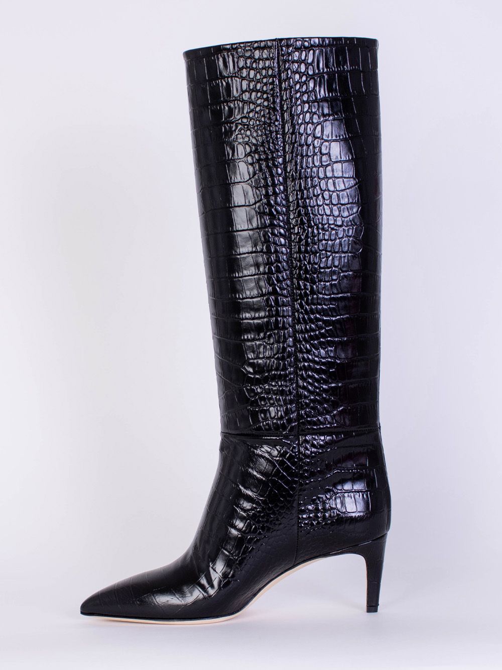 Stiletto-Stiefel mit Krokolederdruck 60