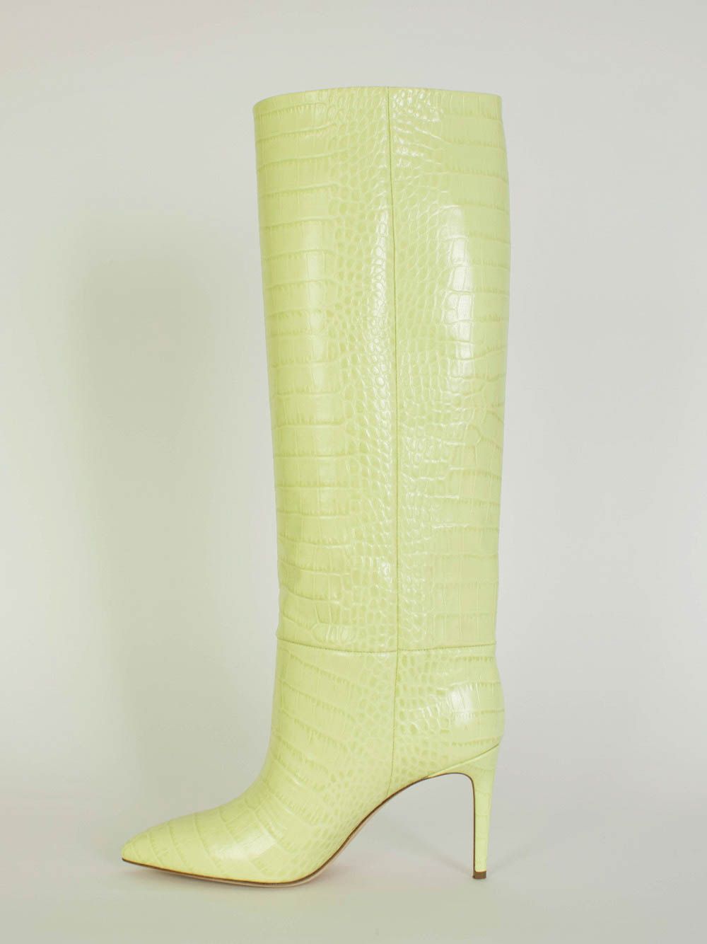 Krokolederdruck in Limette Stiletto 85 Stiefel