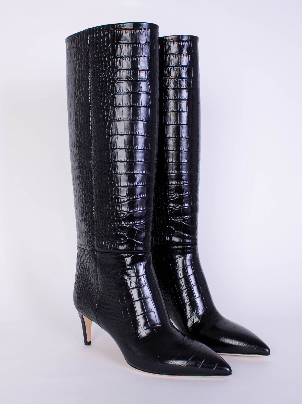 Stiletto-Stiefel mit Krokolederdruck 60