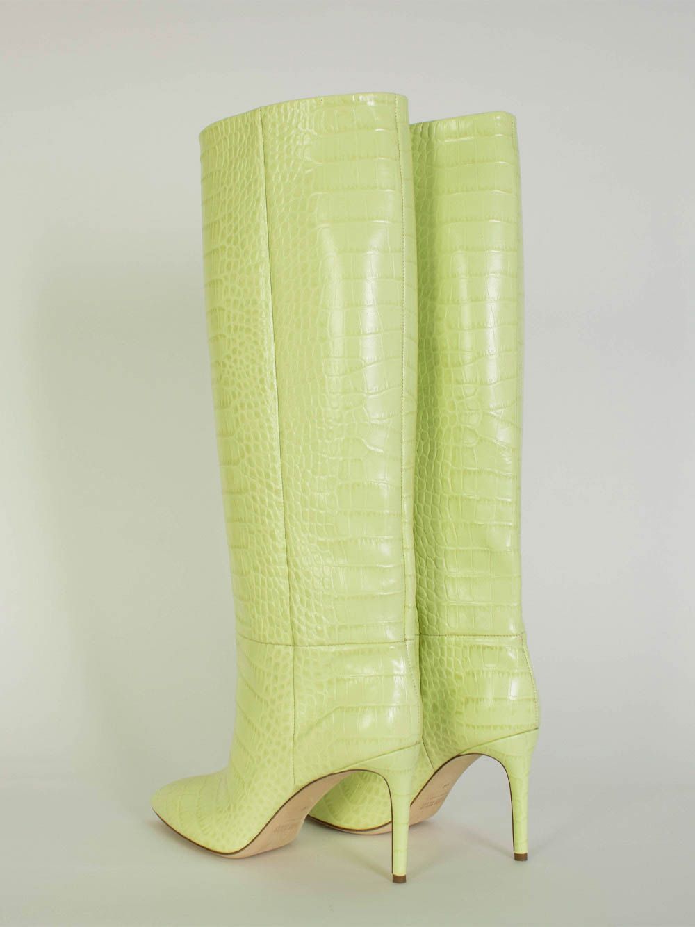 Krokolederdruck in Limette Stiletto 85 Stiefel