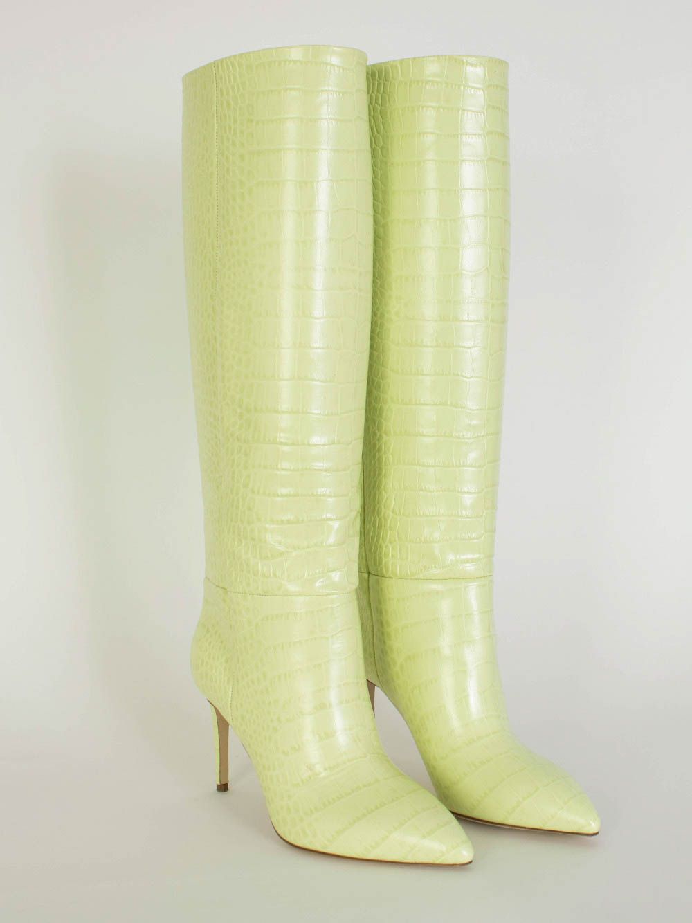 Krokolederdruck in Limette Stiletto 85 Stiefel