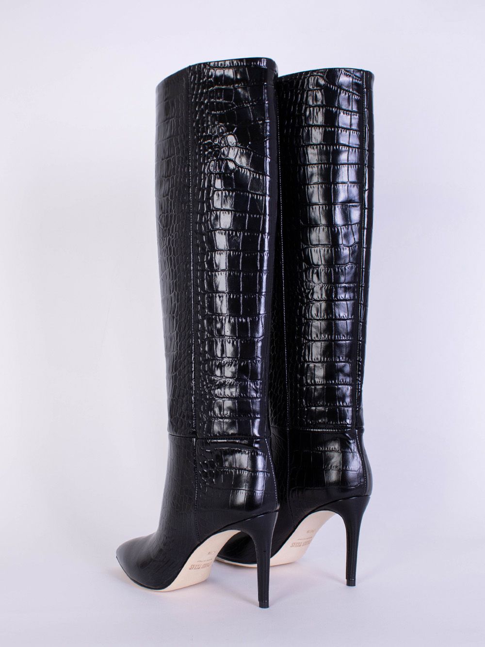 Stiletto-Stiefel mit Krokolederdruck 85