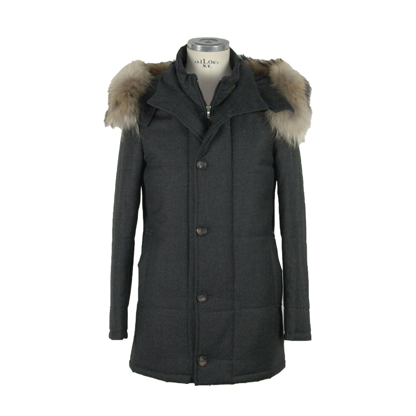 Graue Wolljacke