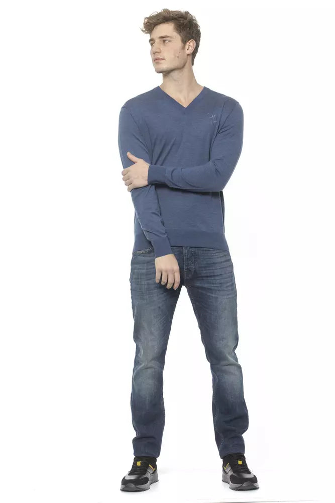 Blauer Kaschmirpullover
