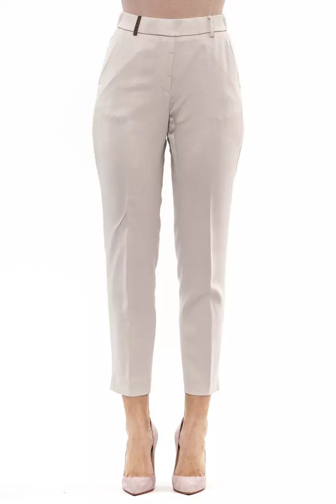 Beige Viskose Jeans &Amp; Hose