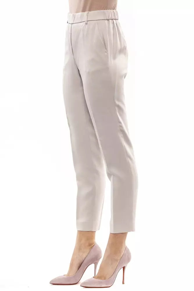 Beige Viskose Jeans &Amp; Hose