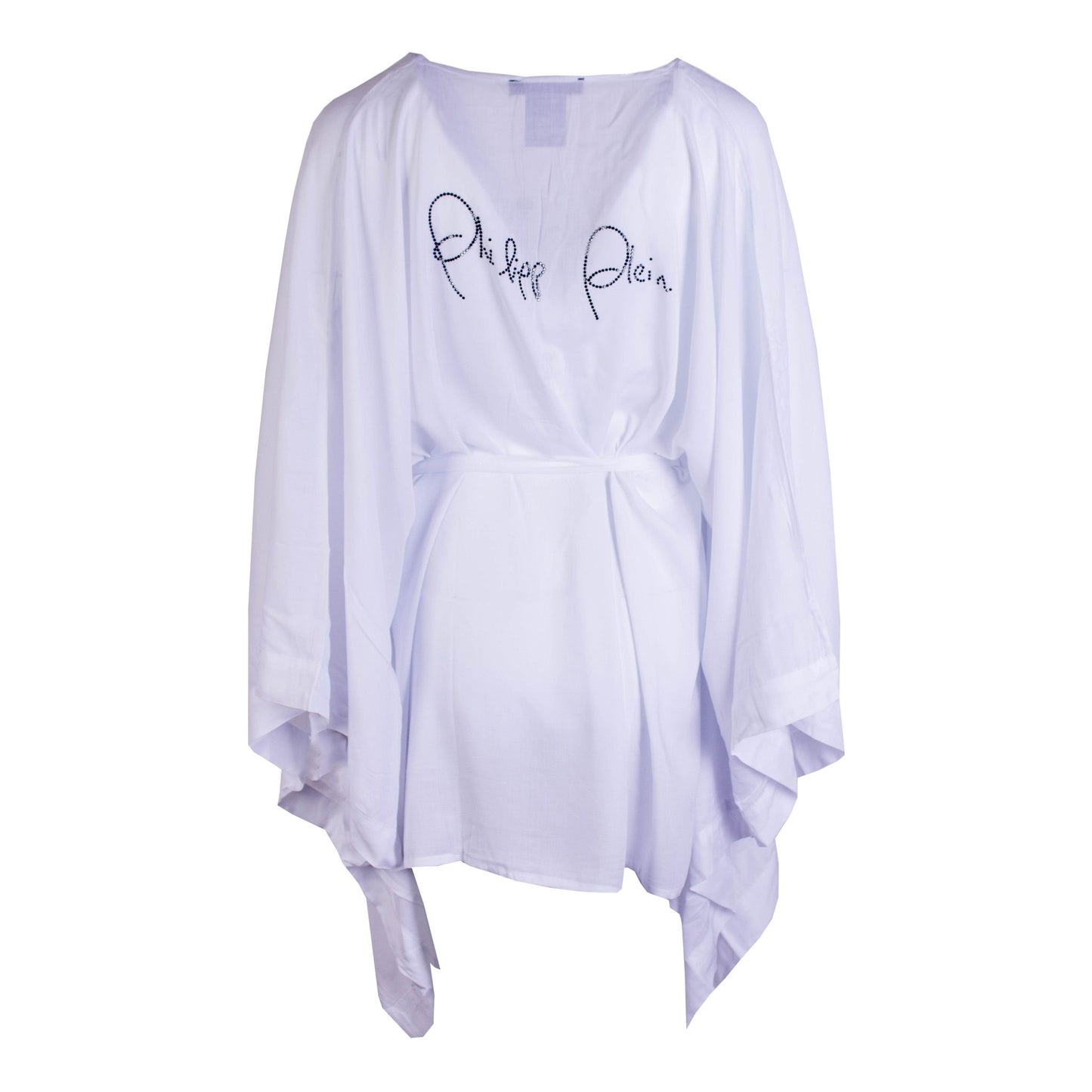 Weißer Kaftan mit schwarzem Kristall-Logo