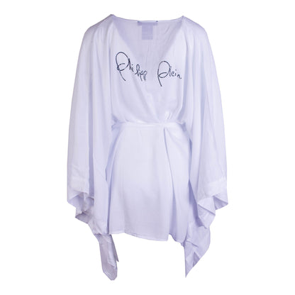 Weißer Kaftan mit schwarzem Kristall-Logo