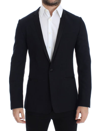Blauer, schmal geschnittener GOLD-Blazer aus Wolle