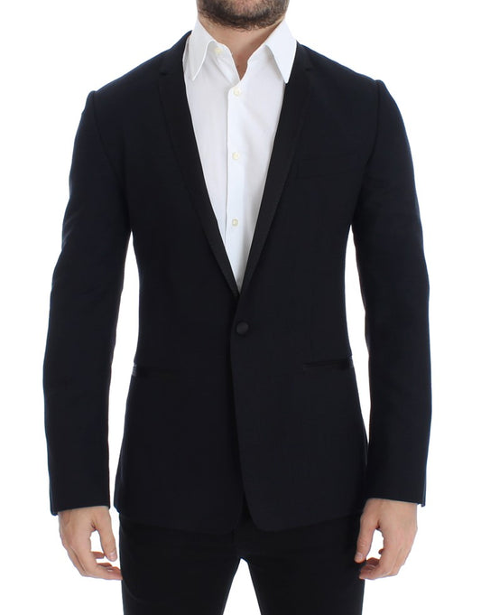 Blauer, schmal geschnittener GOLD-Blazer aus Wolle