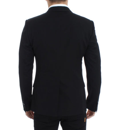 Schwarzer schmal geschnittener Wollblazer