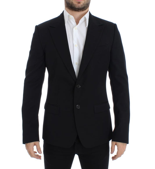 Schwarzer schmal geschnittener Wollblazer