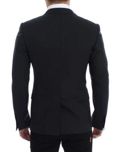Grauer schmal geschnittener Wollblazer