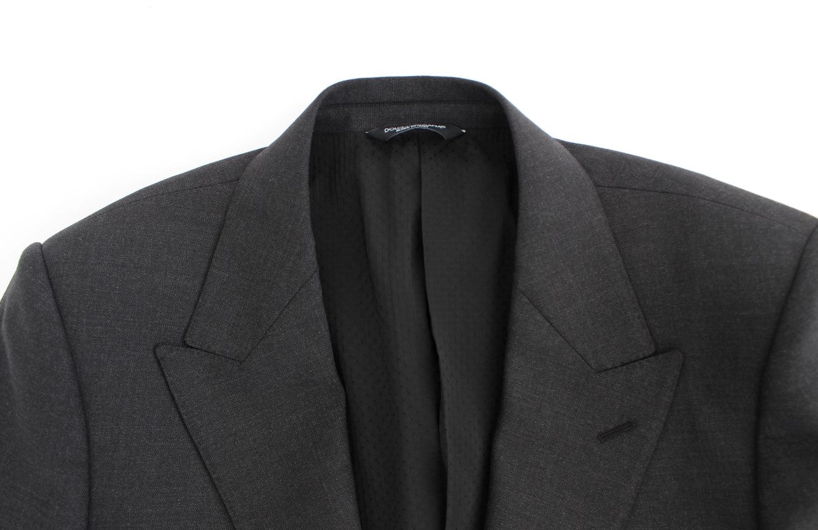 Grauer schmal geschnittener Wollblazer