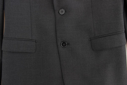Grauer schmal geschnittener Wollblazer