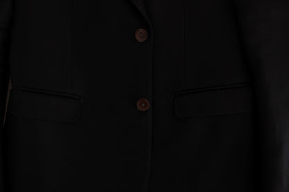 Schwarzer schmal geschnittener Seidenblazer