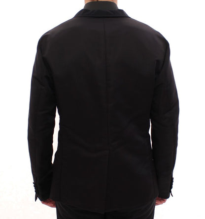 Schwarzer schmal geschnittener Seidenblazer