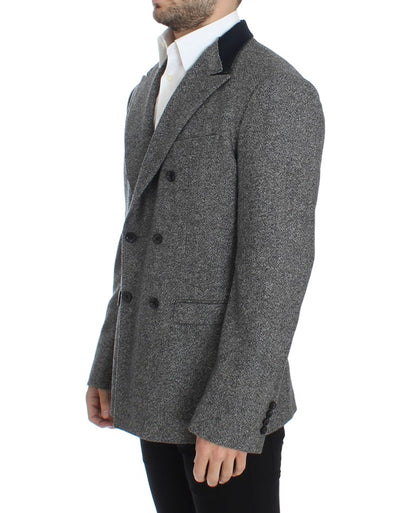 Grauer doppelreihiger Blazer aus Wolle
