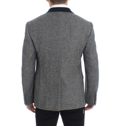 Grauer doppelreihiger Blazer aus Wolle