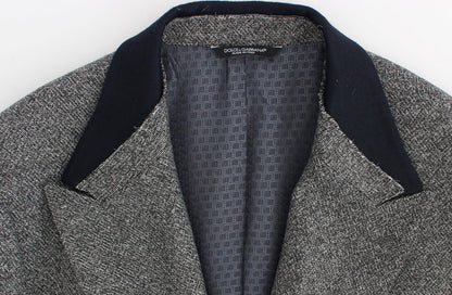 Grauer doppelreihiger Blazer aus Wolle