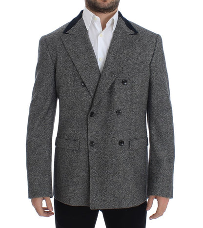 Grauer doppelreihiger Blazer aus Wolle