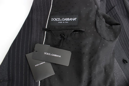 Grauer gestreifter Stretch-Blazer aus Wolle