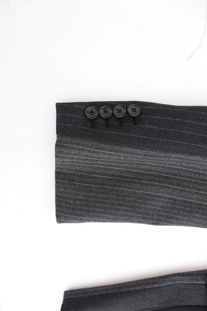 Grauer gestreifter Stretch-Blazer aus Wolle
