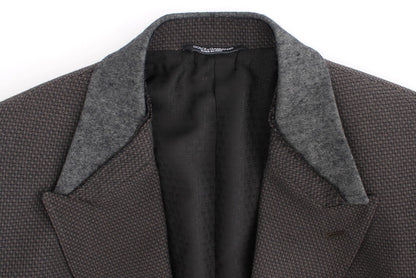Brauner schmal geschnittener Wollblazer
