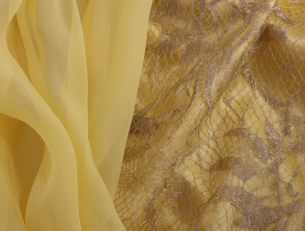 Gelbes Spitzen-Kristall-Minikleid