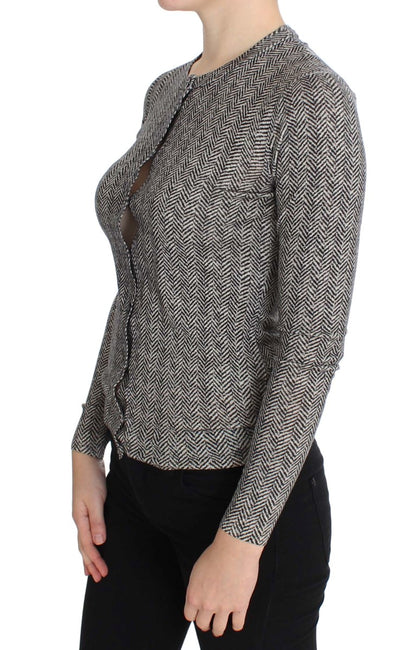 Schwarz-Weißes Wolltop Strickjacke Pullover