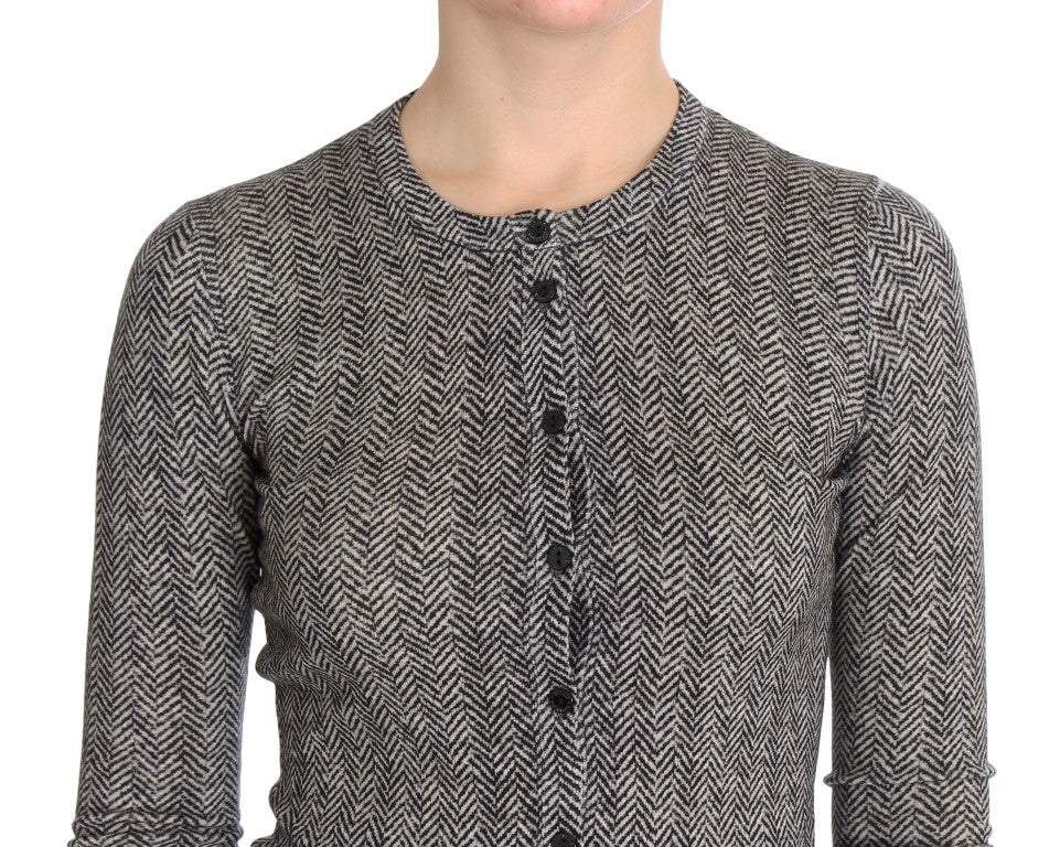 Schwarz-Weißes Wolltop Strickjacke Pullover