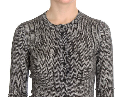 Schwarz-Weißes Wolltop Strickjacke Pullover