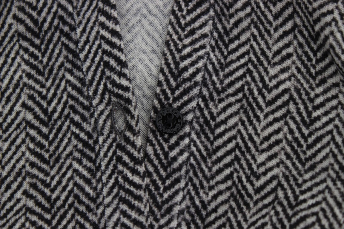 Schwarz-Weißes Wolltop Strickjacke Pullover