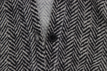 Schwarz-Weißes Wolltop Strickjacke Pullover