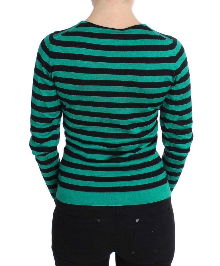 Grün Schwarzer Seiden-Kaschmir-Pullover