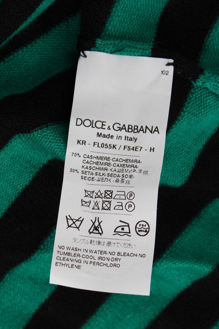 Grün Schwarzer Seiden-Kaschmir-Pullover