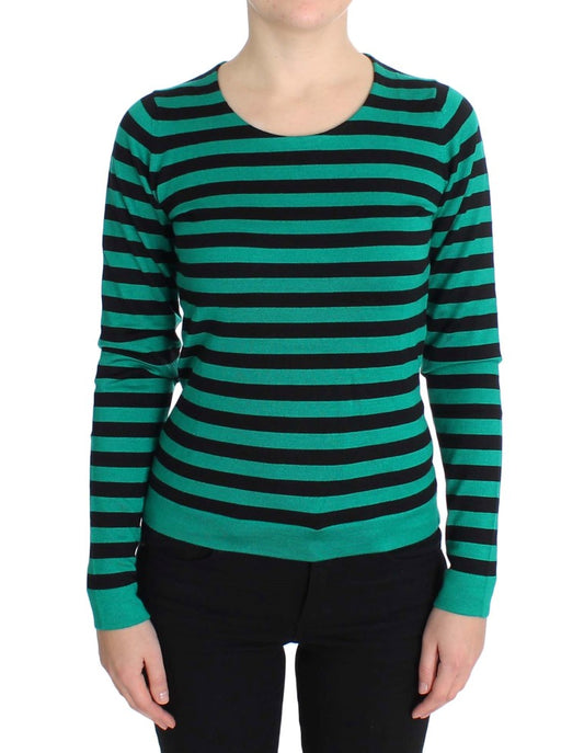 Grün Schwarzer Seiden-Kaschmir-Pullover