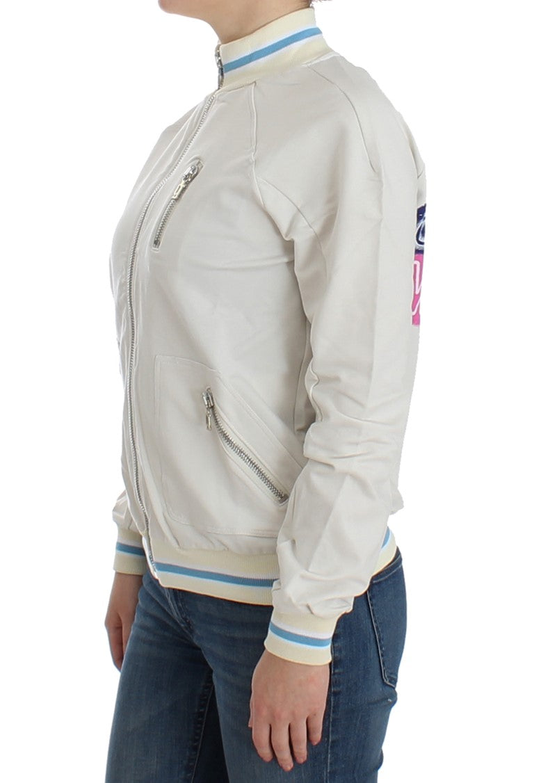 Weißer Mock Zip Cardigan Pullover Pullover