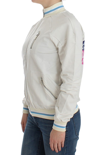 Weißer Mock Zip Cardigan Pullover Pullover