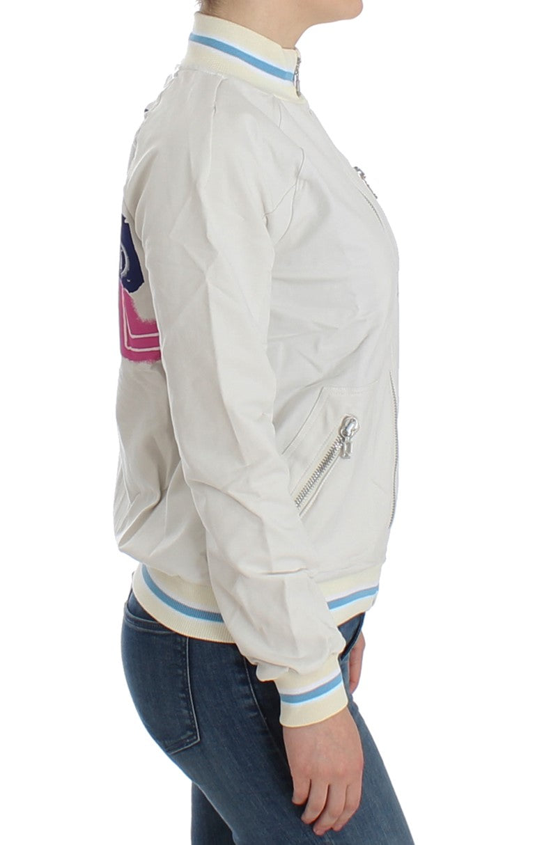 Weißer Mock Zip Cardigan Pullover Pullover