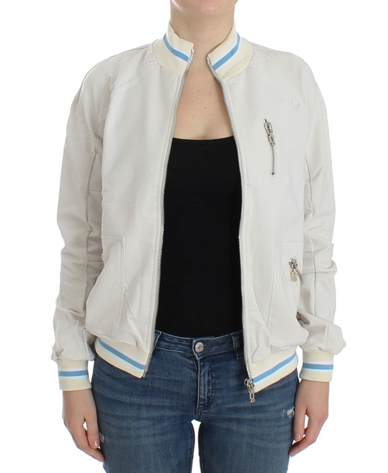 Weißer Mock Zip Cardigan Pullover Pullover