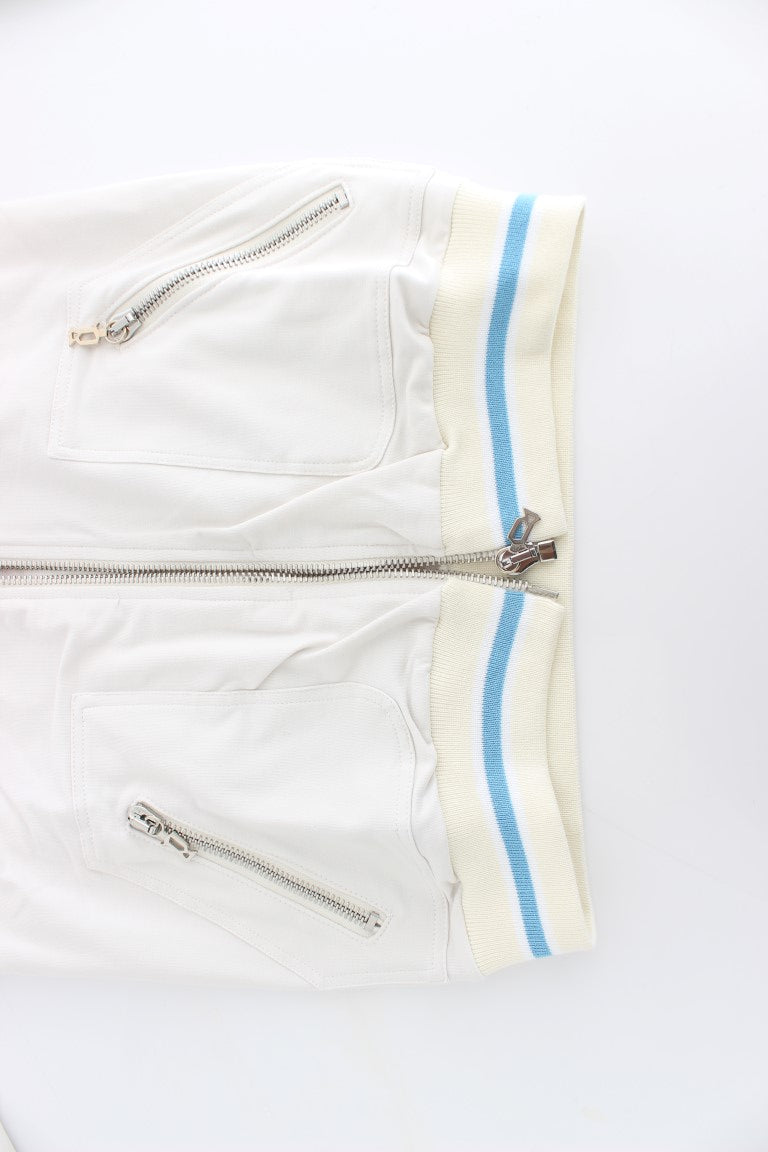 Weißer Mock Zip Cardigan Pullover Pullover