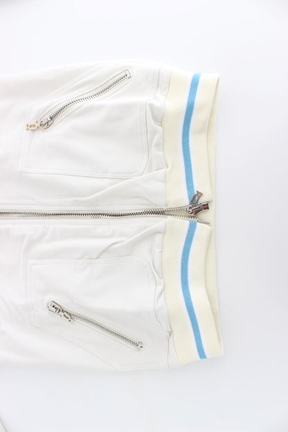 Weißer Mock Zip Cardigan Pullover Pullover
